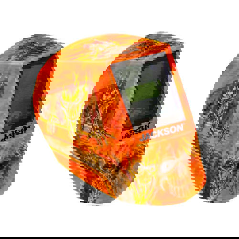 Welding Helmet: Orange Yellow & Red, Nylon, Shade 5 to 9 & 9 to 13